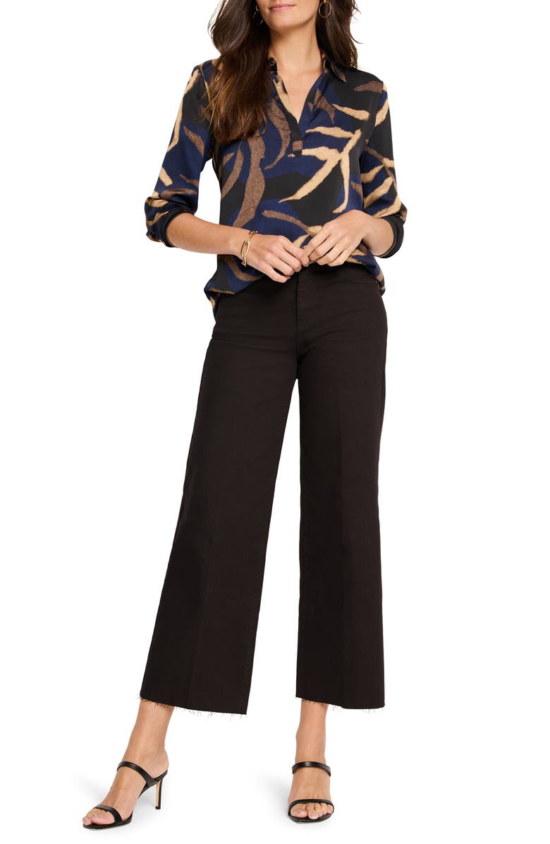 NIC+ZOE Raw Hem Ankle Wide Leg Jeans, Alternate, color, Black Onyx