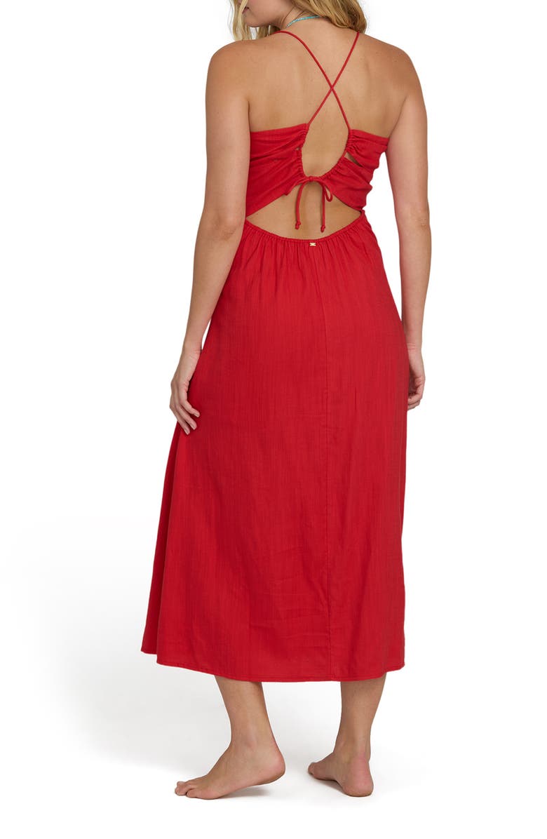 Billabong Take it Back Cotton Blend Midi Sundress, Alternate, color, Fiesta Red