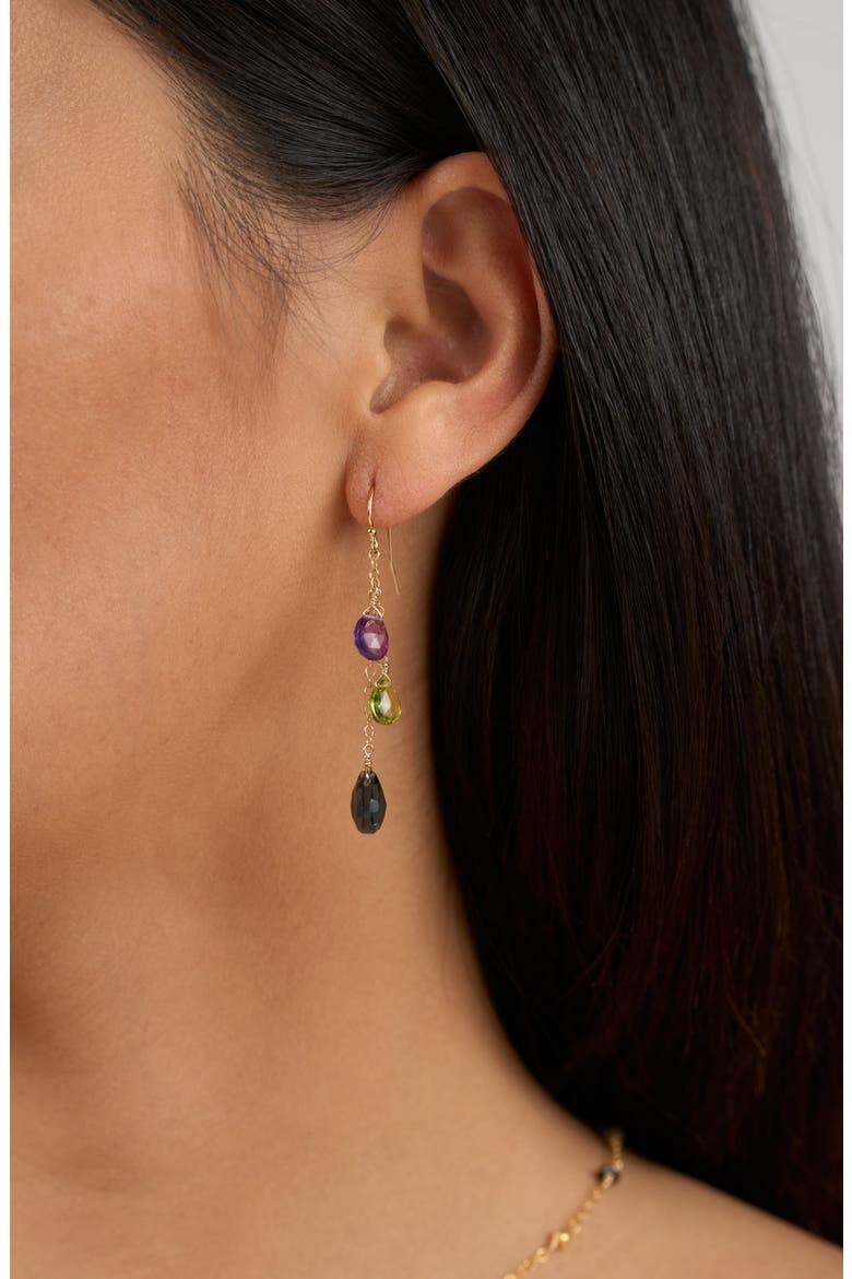 Kara Semiprecious Stone Drop Earrings, Alternate, color, GOLD