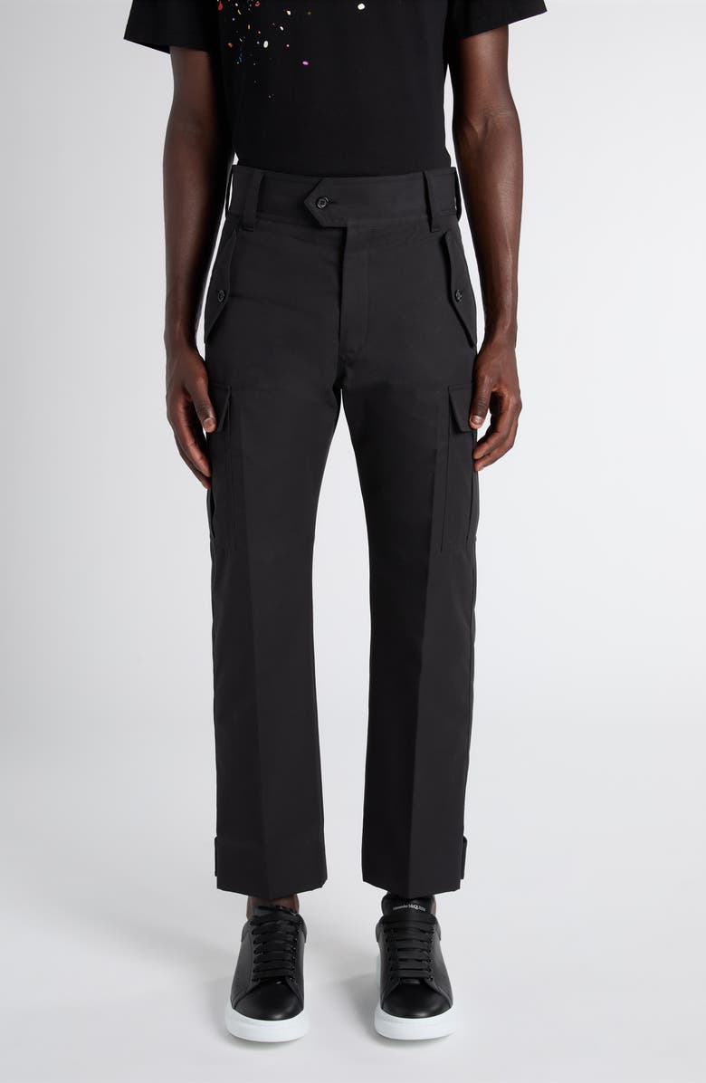 McQueen Straight Leg Cargo Pants, Main, color, Black