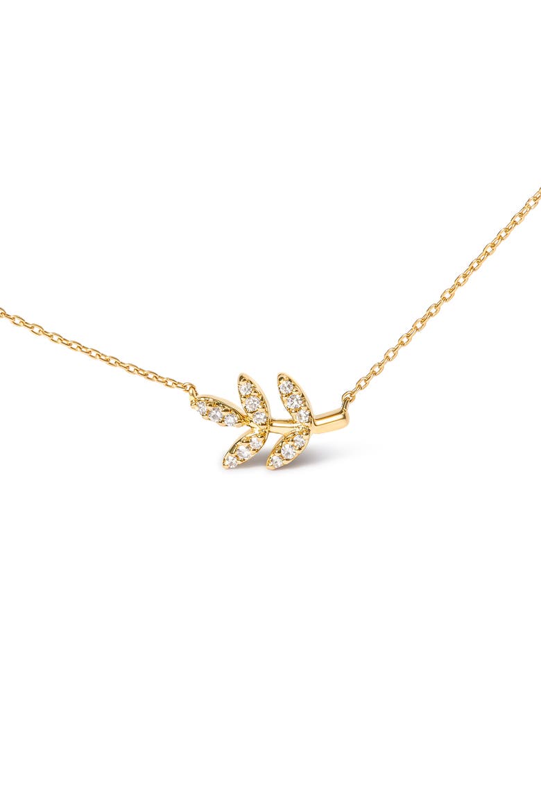 10K Yellow Gold 1/10 Cttw Diamond Leaf and Branch Pendant Necklace, Alternate, color, Yellow