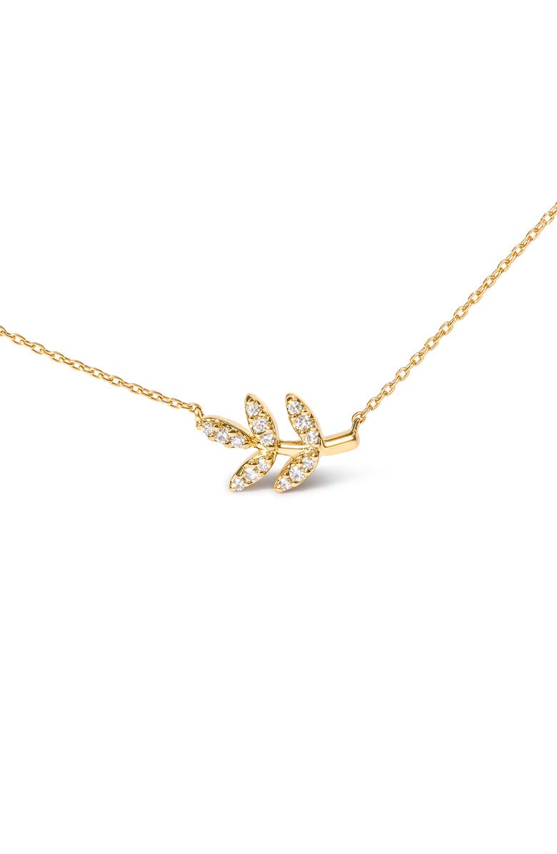 Haus of Brilliance 10K Yellow Gold 1/10 Cttw Diamond Leaf and Branch Pendant Necklace, Alternate, color, Yellow
