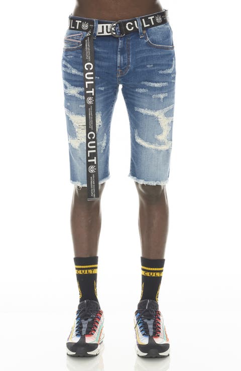 Rocker Belted Denim Shorts (Razor)