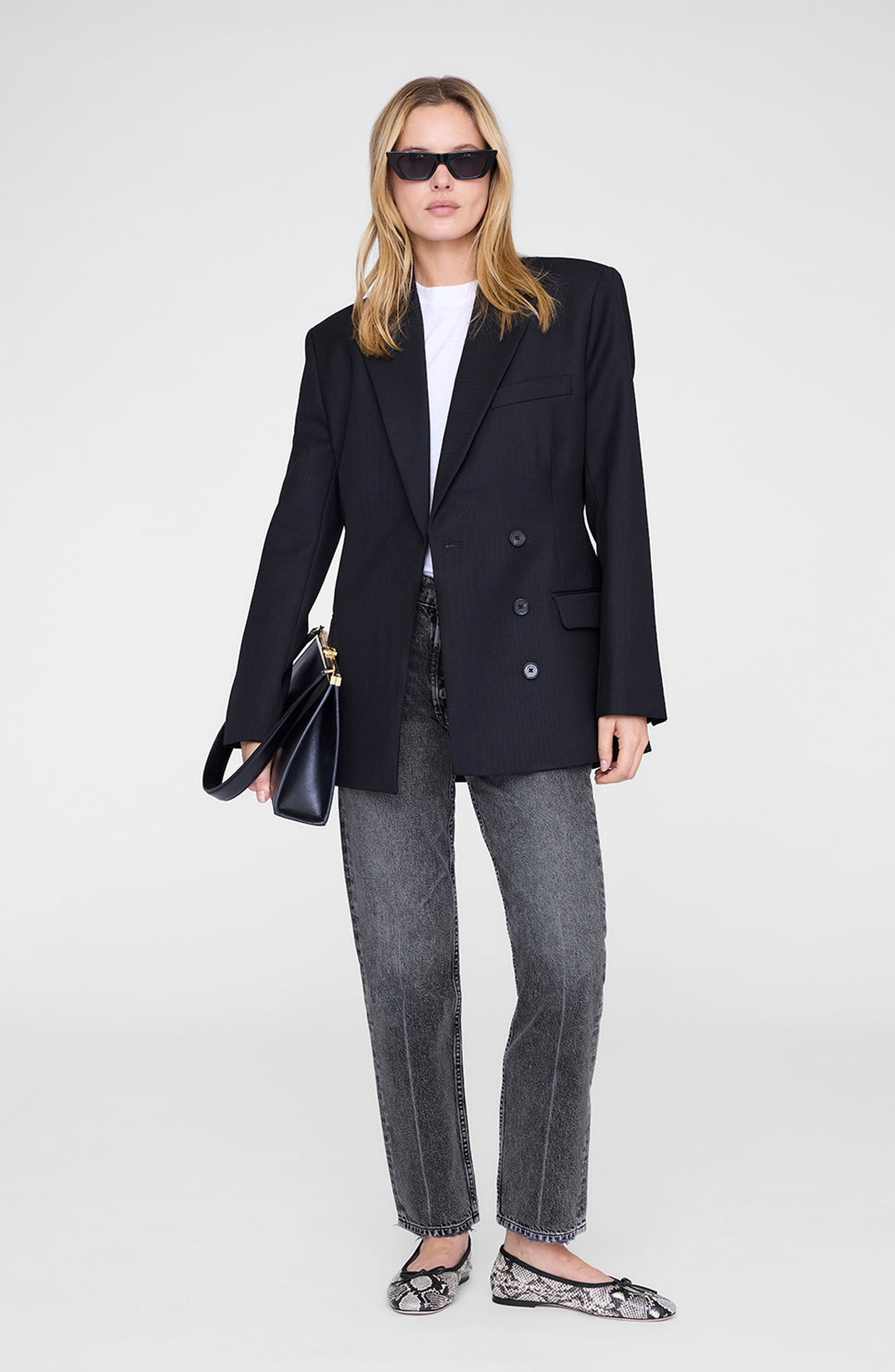 ANINE BING Jamie Ballerina Flats, Alternate, color, Python