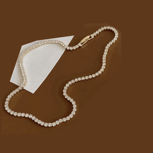 Hollywood Sensation Moonlit Tennis Necklace With Aaaaa Cubic Zirconia In Gold
