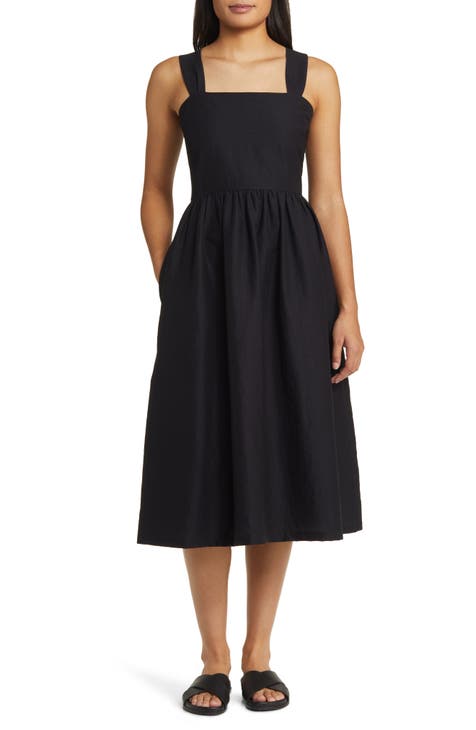 fit and flare summer linen dress with belt 4852