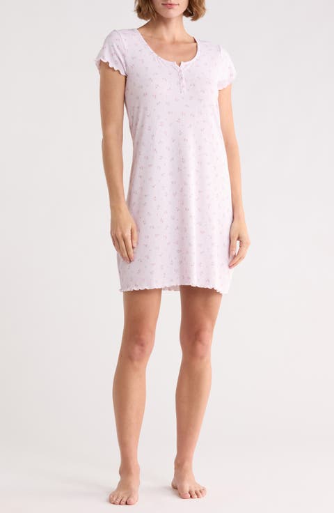 Ribbed Short Sleeve Nightgown