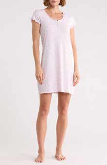 Laura Ashley Ribbed Short Sleeve Nightgown