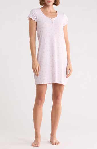 Laura Ashley Ribbed Short Sleeve Nightgown