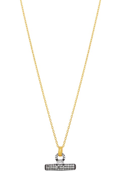 Pav T Bar Pendant Necklace