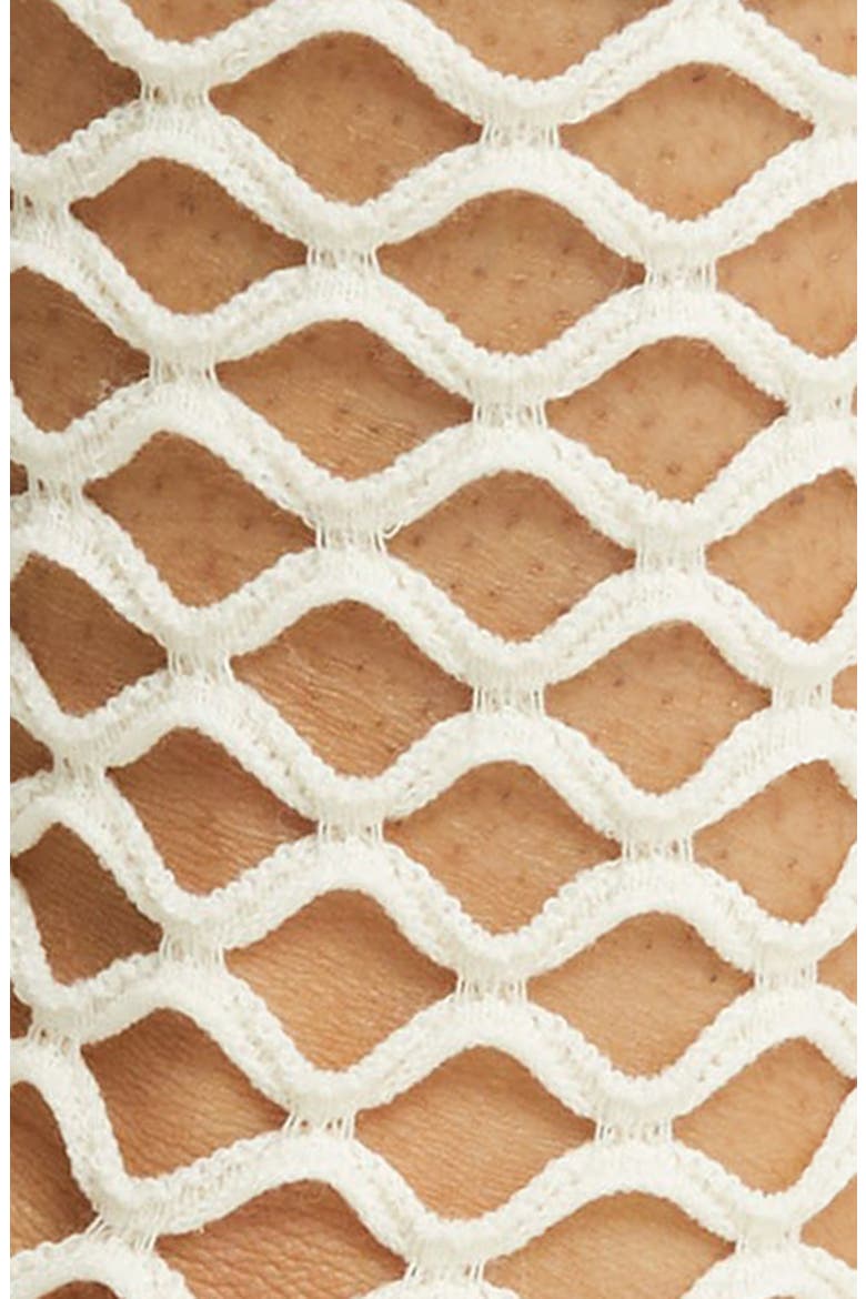Hedge Fishnet Cotton Blend Crew Socks, Alternate, color, WHITE