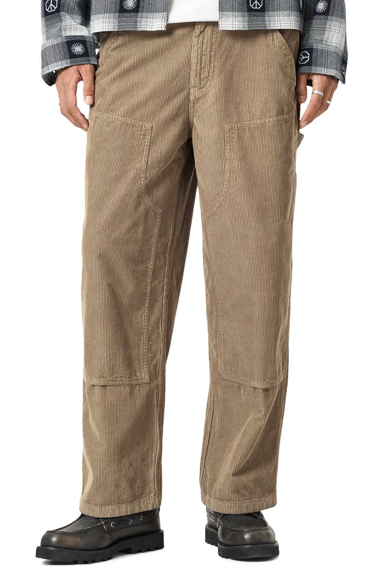 AllSaints Dustan Cotton Corduroy Wide Leg Pants, Main, color, Gull Brown