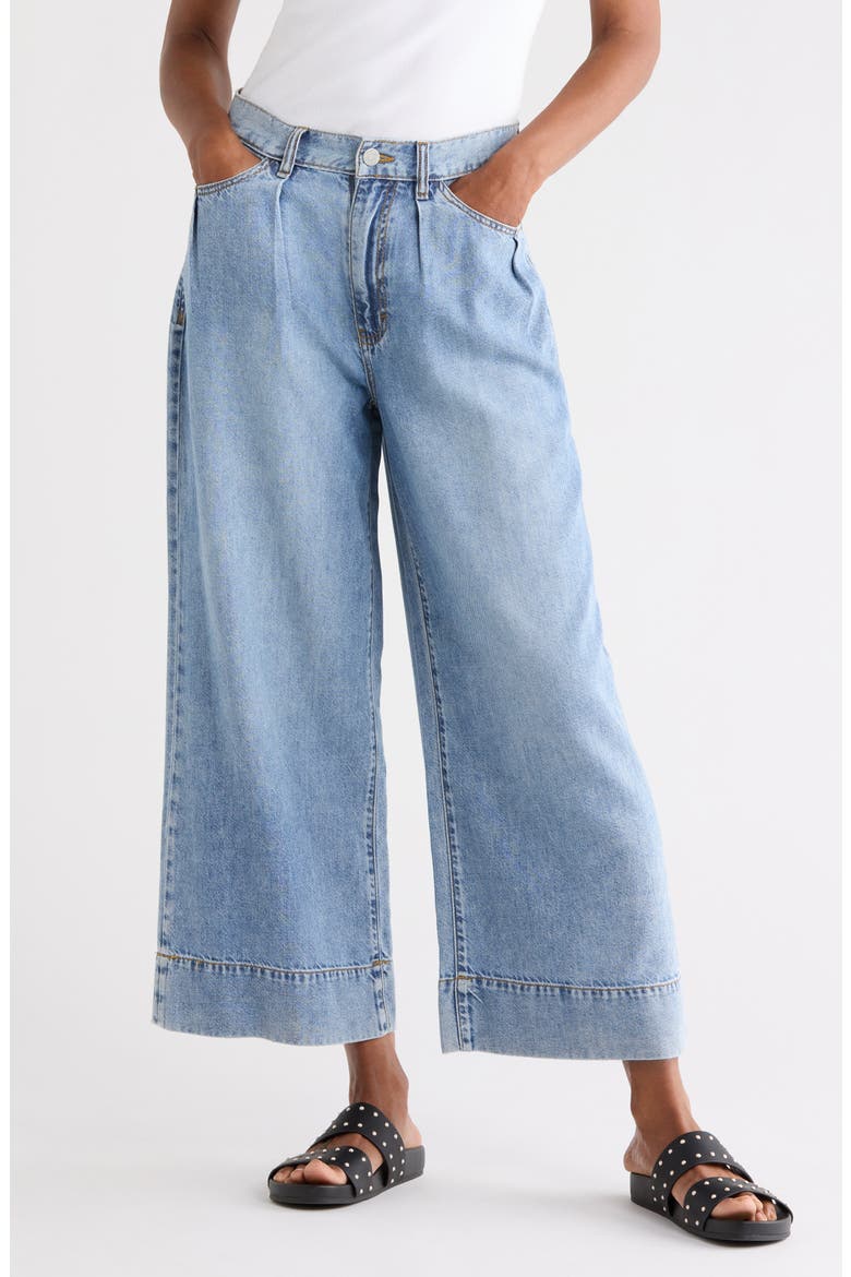 Relaxed Cropped Pleated Jeans, Main, color, PALOMA