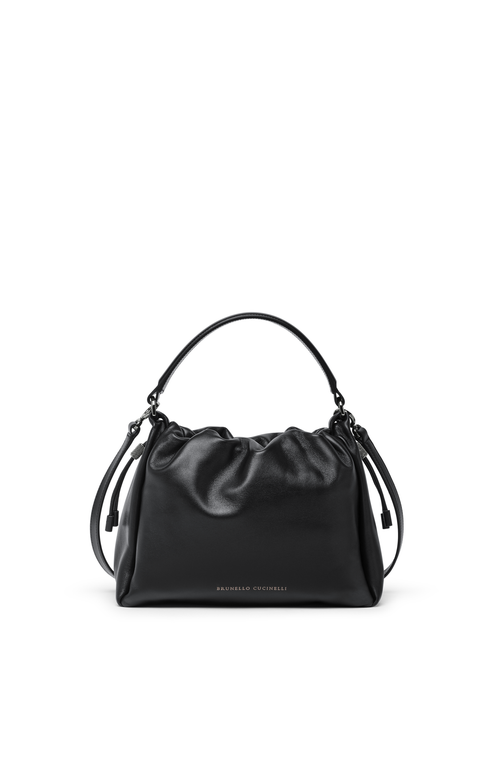 Brunello Cucinelli Small Soft Leather Mellow Bucket Bag In Black