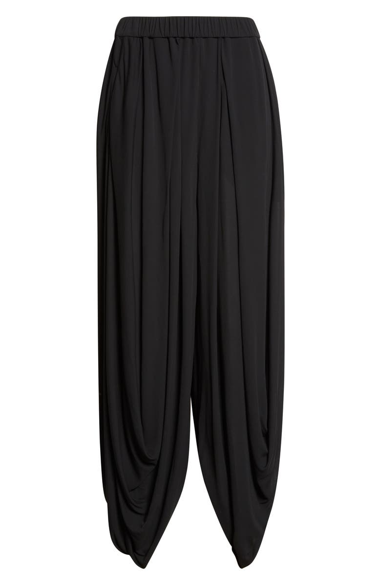 Michael Kors Collection Draped Georgette Jersey Trousers, Alternate, color, Black