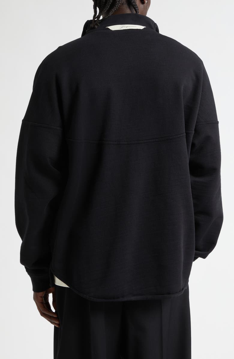 Jacquemus The Rond Carré Half Zip Sweatshirt, Alternate, color, Black