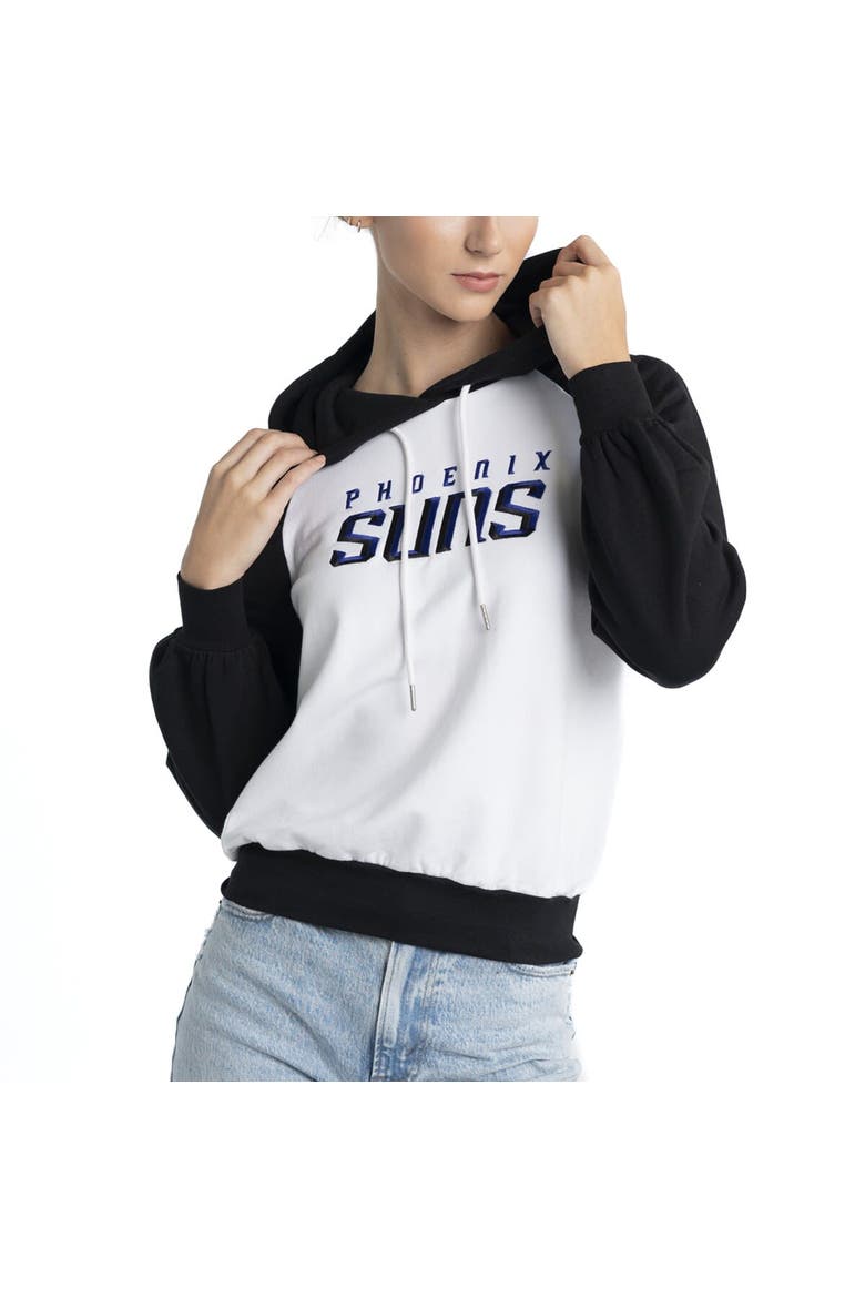 Women's Lusso White Phoenix Suns Marlowe Tri-Blend Raglan Pullover Hoodie, Alternate, color, White