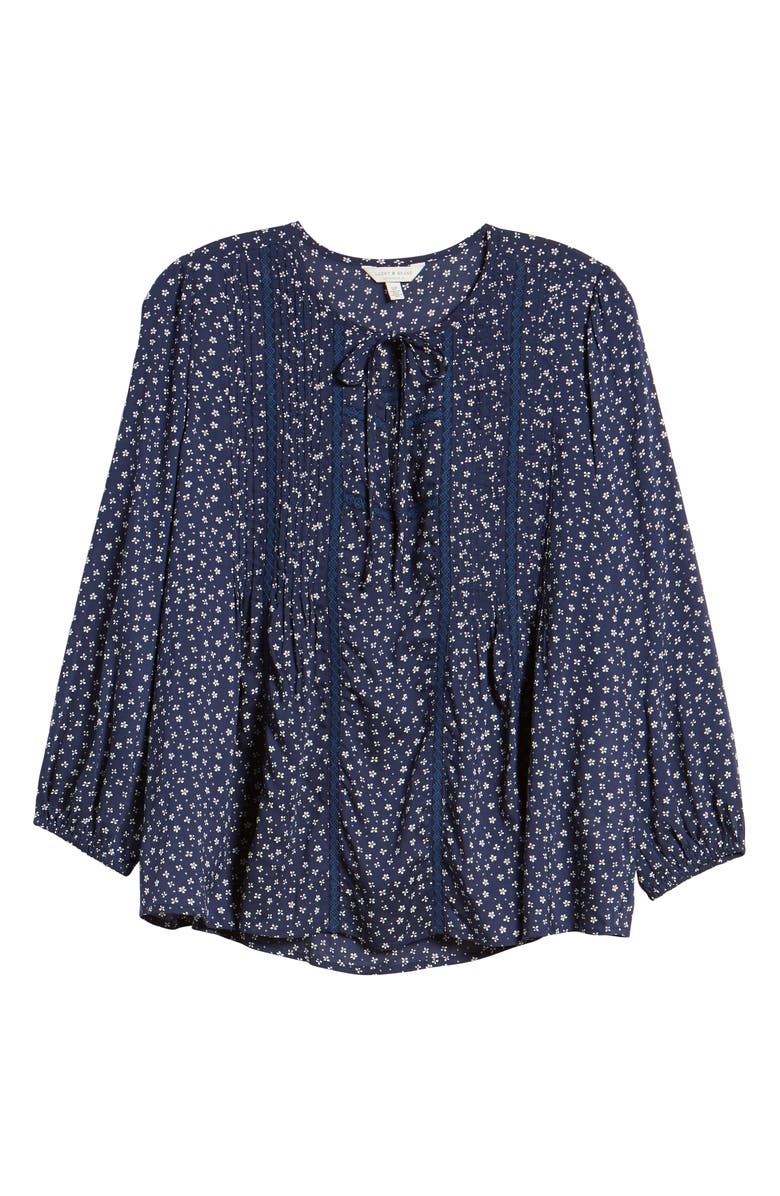 Lucky Brand Print Pleated Popover Top, Alternate, color,