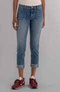 KUT from the Kloth Amy Frayed Patch Pocket Mid Rise Crop Slim Straight Leg Jeans