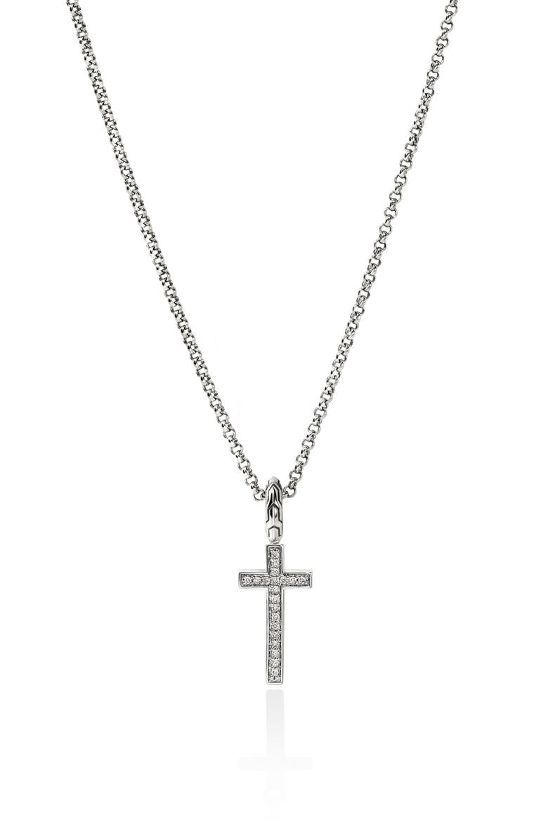 JH Essential Cross Necklace, Main, color, SILVER