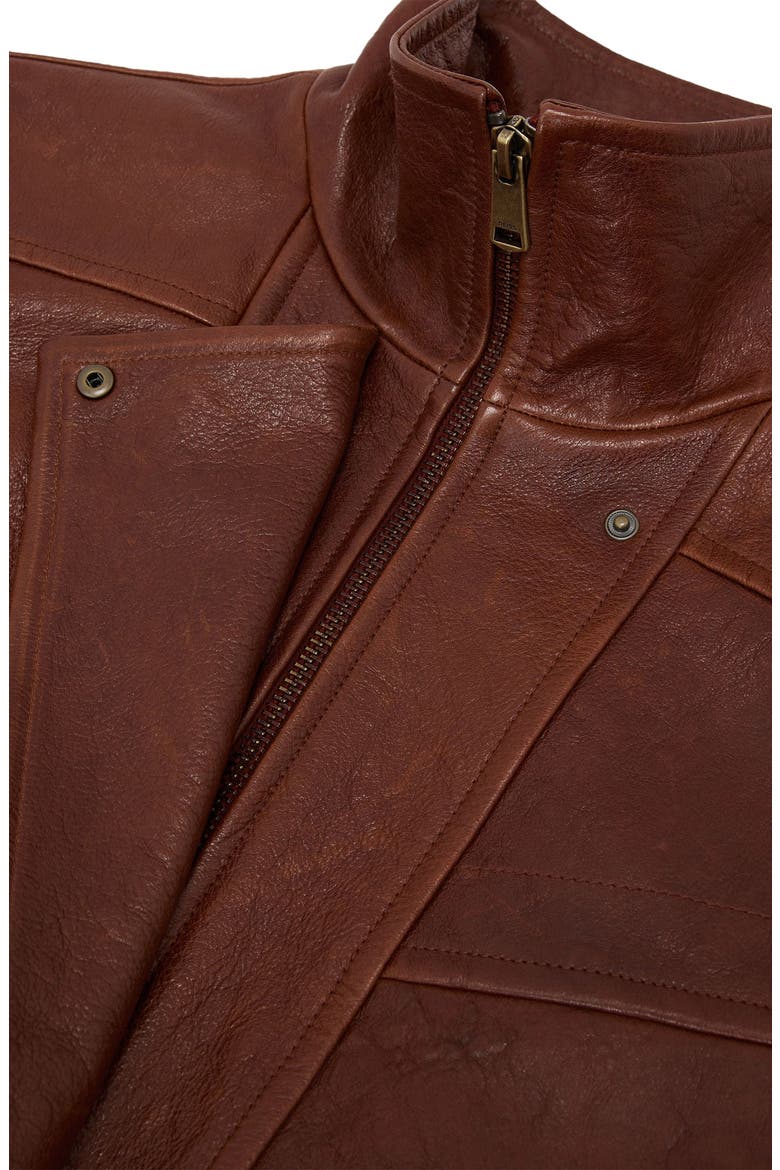 Petra Textured Leather Oversized Jacket, Alternate, color, CHESTNUT BROWN