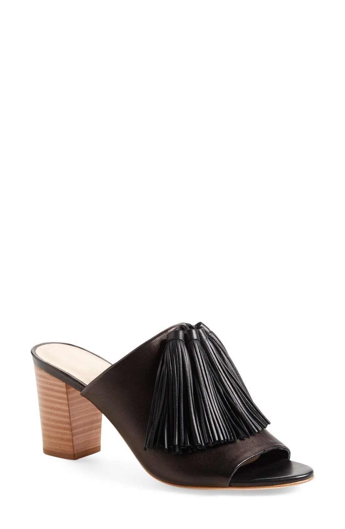 Clo Tassel Mule Sandal, Main, color, BLACK NAPPA