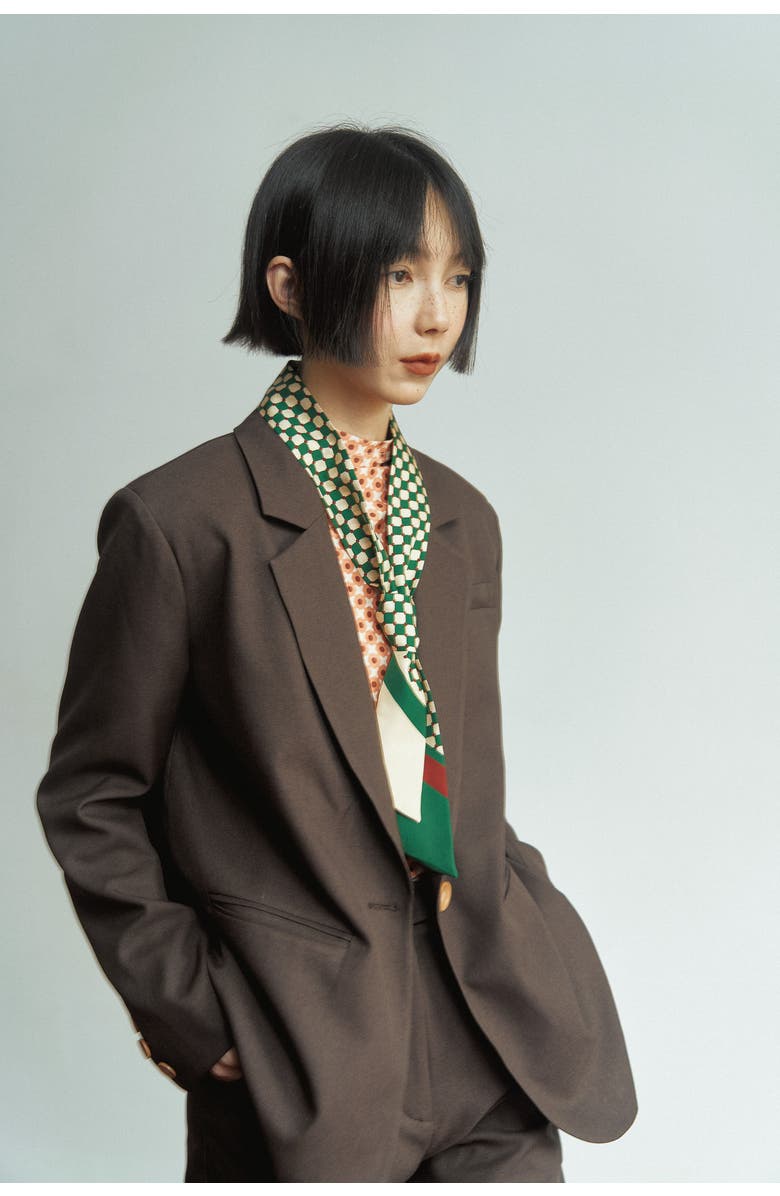 Lost Pattern CHECKERBOARD SILK SKINNY SCARF, Alternate, color, Green