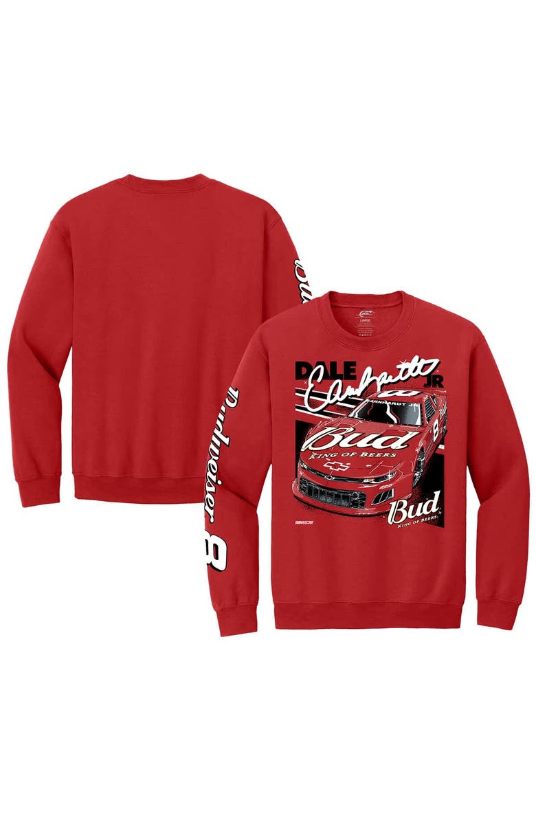 JR MOTORSPORTS OFFICIAL TEAM APPAREL Men's JR Motorsports Official Team Apparel Red Dale Earnhardt Jr. Budweiser Car Pullover Sweatshirt, Alternate, color, Red