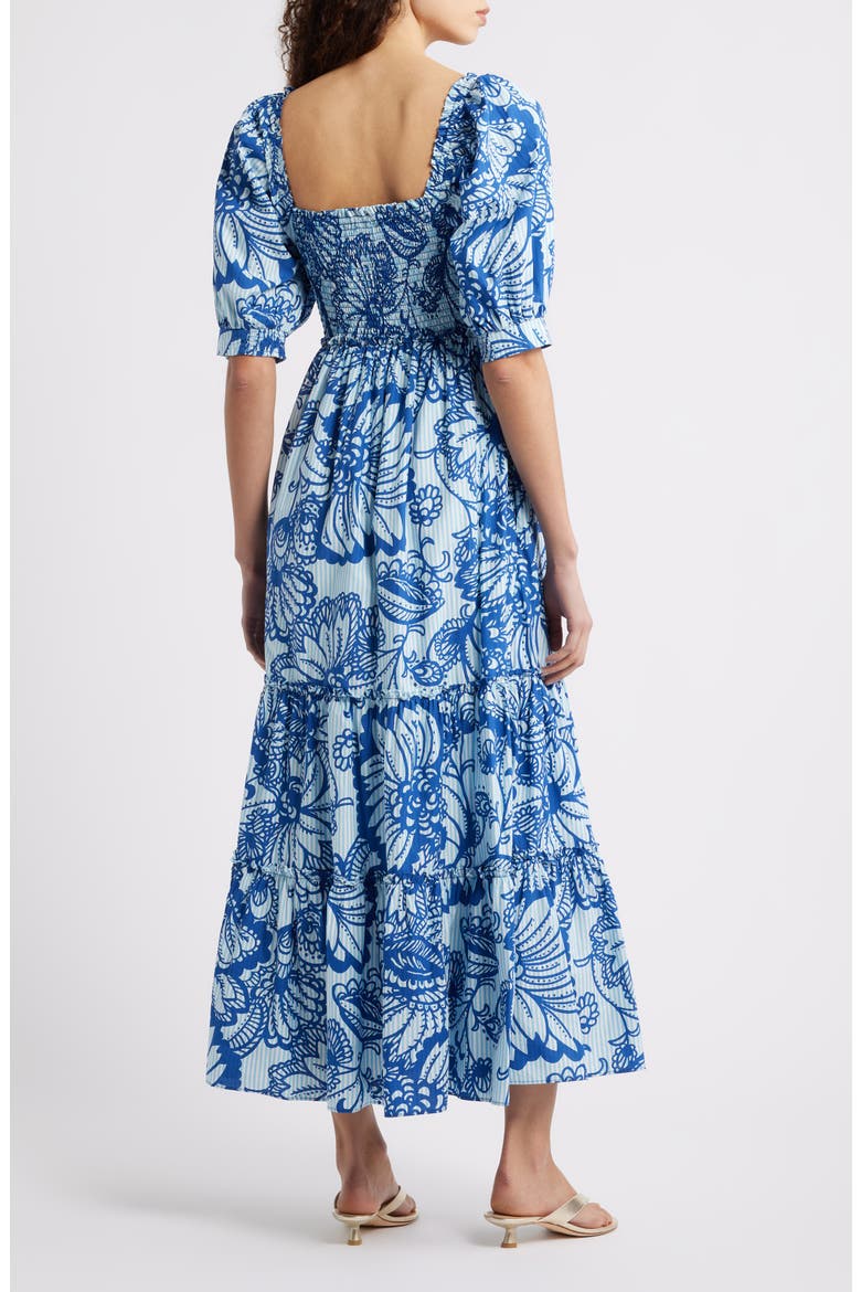 Hadley Smocked Maxi Dress, Alternate, color, STARLIGHT NAVY PROUD PEACOCK