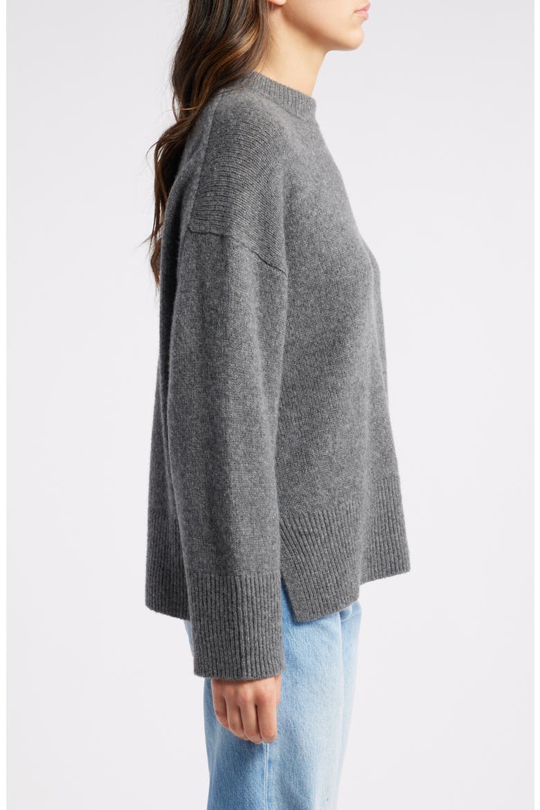 Miranda Crewneck Cashmere & Silk Sweater, Alternate, color, THUNDER