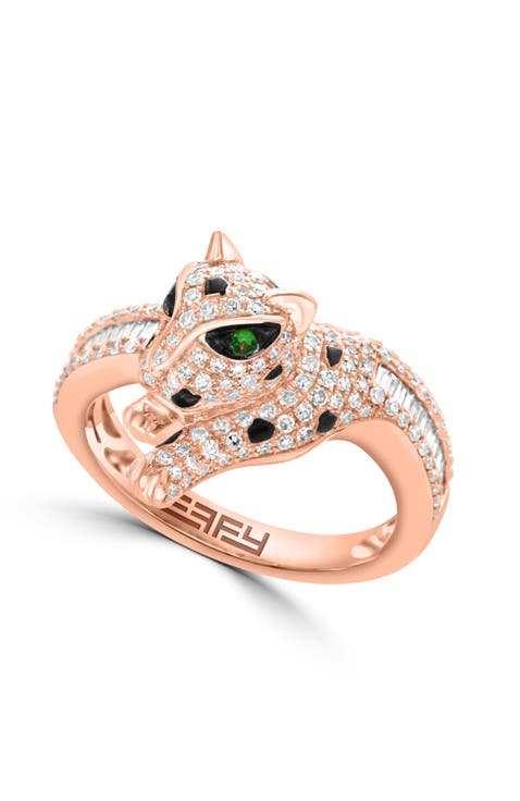 14K Rose Gold Diamond & Tsavorite Panther Ring