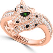 EFFY 14K Rose Gold Diamond & Tsavorite Panther Ring