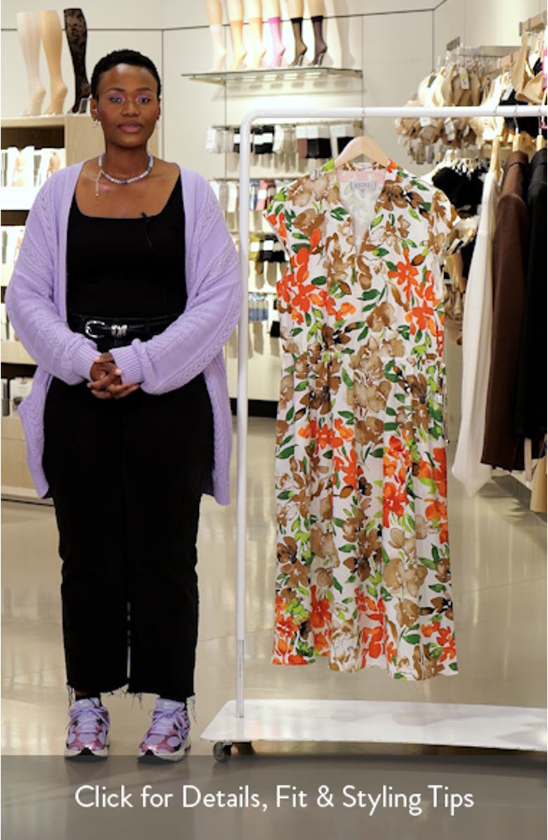 Floral Print Drawstring Midi Dress, sales video thumbnail