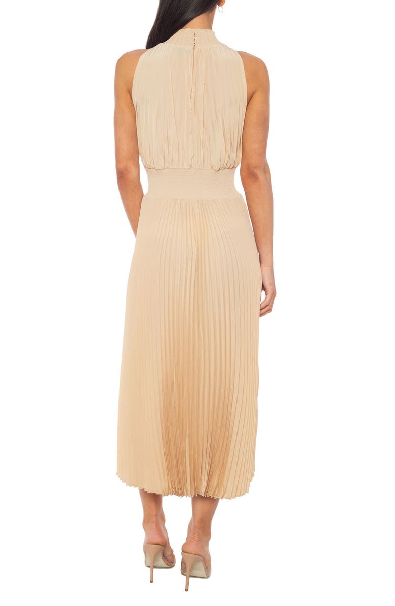Oleg Cassini Pleated Midi Dress, Alternate, color, Champagne