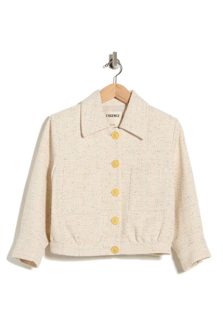 Jia Sequin Embellished Tweed Crop Jacket, Alternate, color, ECRU MULTI COLOR SEQUIN TWEED