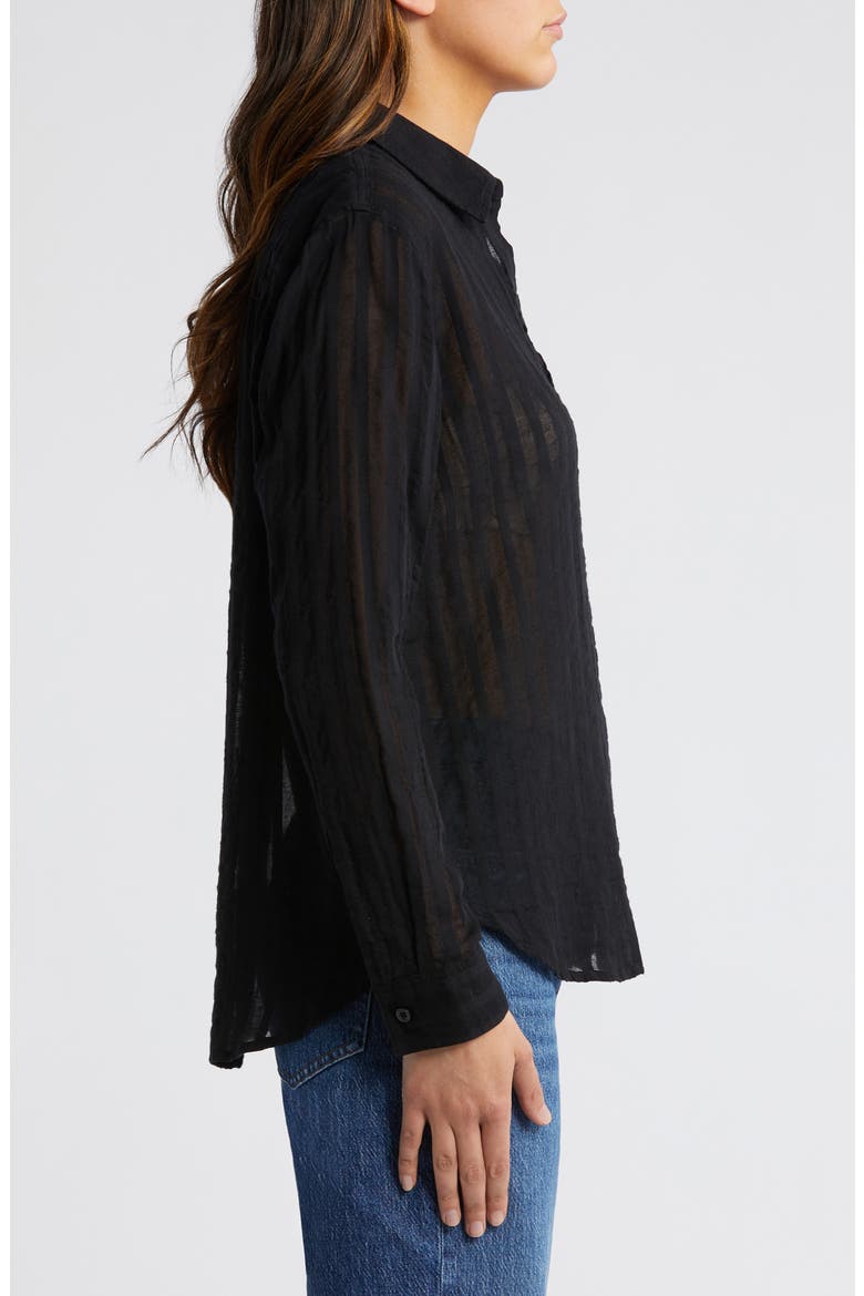 Charli Shadow Stripe Cotton Button-Up Shirt, Alternate, color, BLACK SHADOW STRIPE