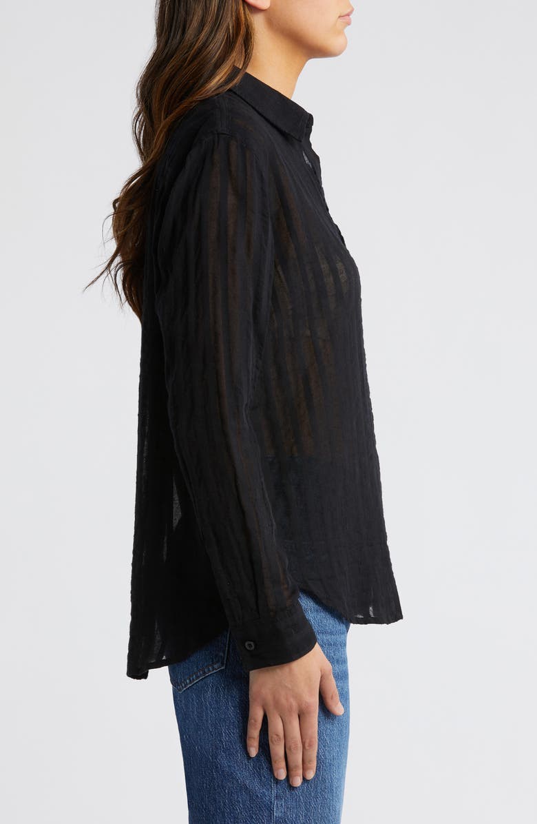 Rails Charli Shadow Stripe Cotton Button-Up Shirt, Alternate, color, Black Shadow Stripe