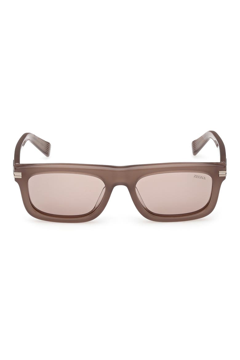55mm Rectangular Sunglasses, Main, color, MILKY TAUPE / LIGHT BRONZE