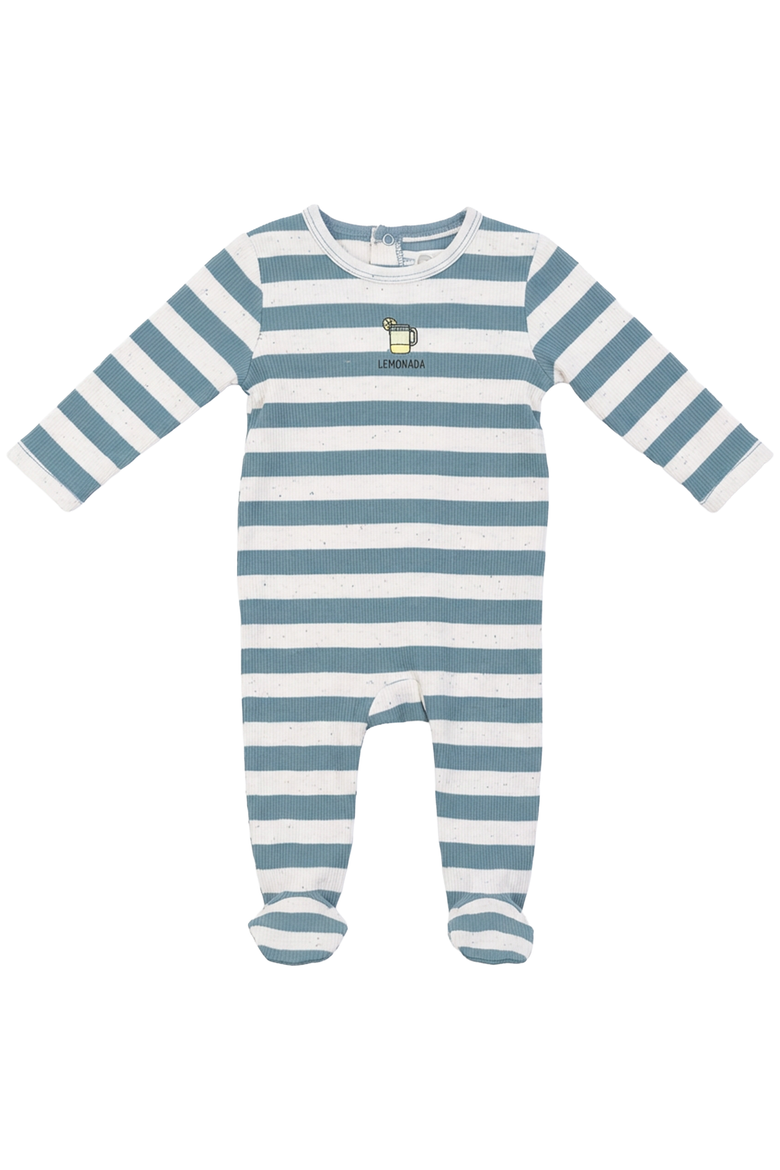Striped Ribbed Footed Romper, Alternate, color, Sage
