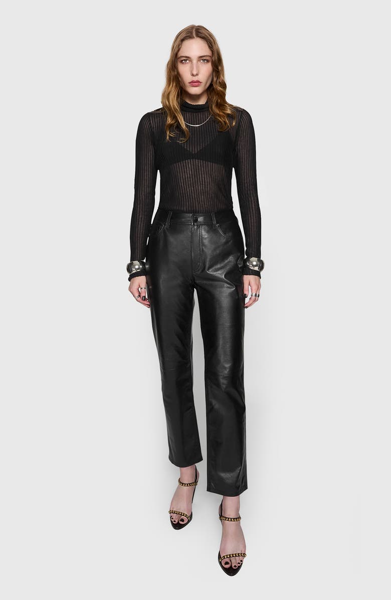 Rebecca Minkoff Kit Crop Leather Pants, Alternate, color, 