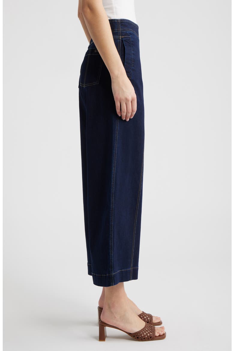 Fine Lines Crop Wide Leg Pull-On Pants, Alternate, color, BLACK INDIGO