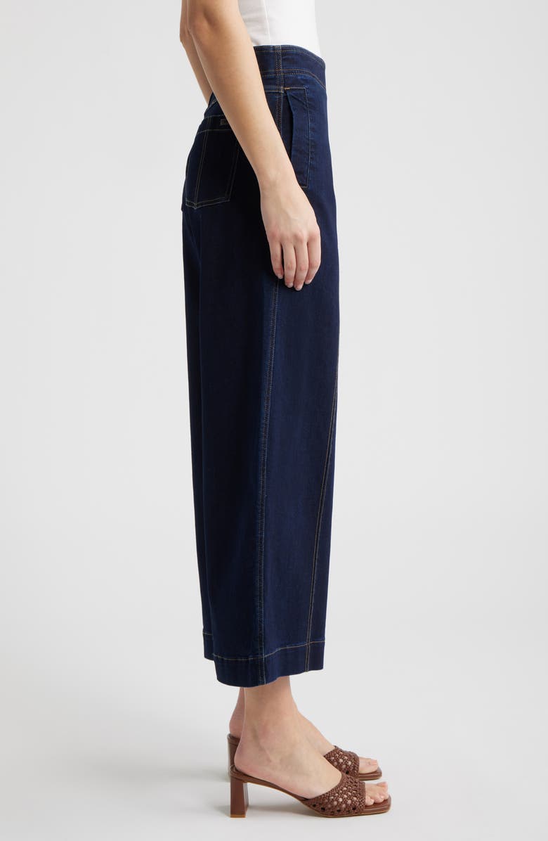 Hue Fine Lines Crop Wide Leg Pull-On Pants, Alternate, color, Black Indigo