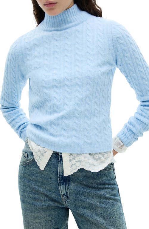 Shop Mango Seedsper Cable Stitch Sweater In Sky Blue
