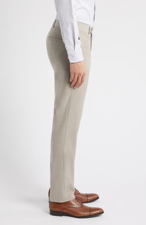 Jack Victor Palmer Slim Fit Tan Flat Front Stretch Cotton & Wool Dress Pants In Taupe