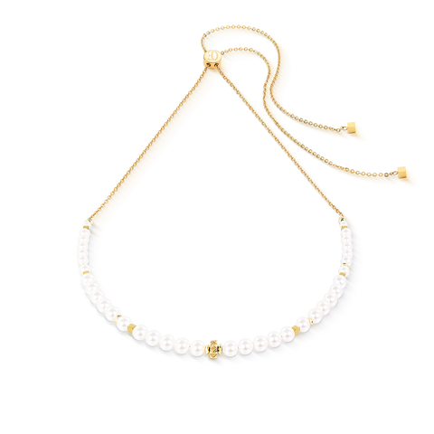 Necklace Slider Pearl Spike Gold