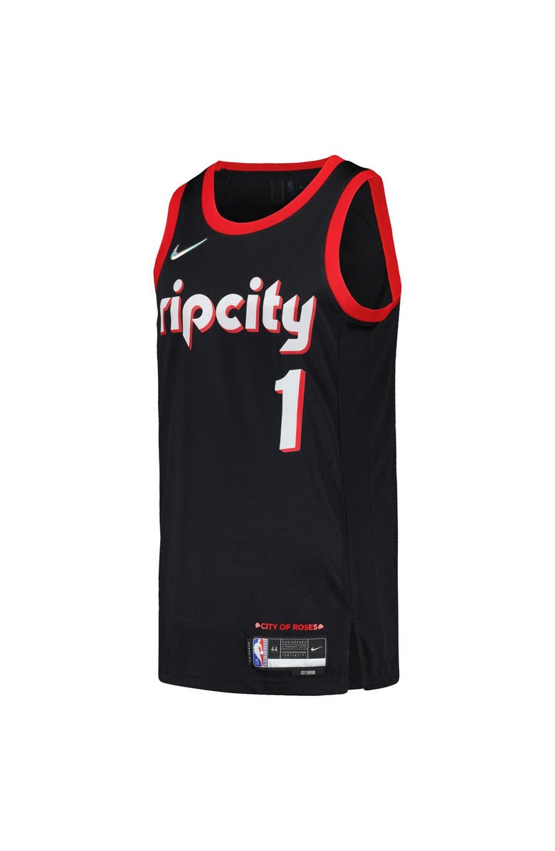 Nike Men's Nike Anfernee Simons Black Portland Trail Blazers Swingman Player Jersey - City Edition, Alternate, color, 