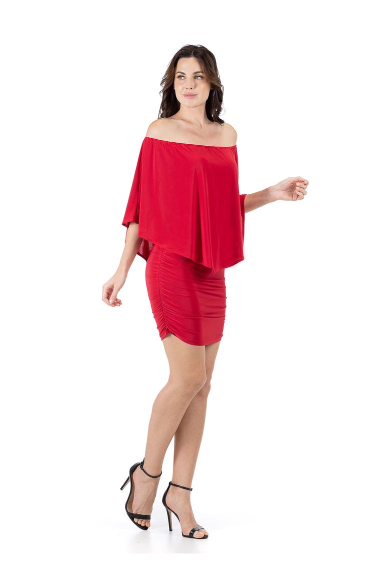 Bodycon Mini Dress Ruffled Sleeve, Alternate, color, Red