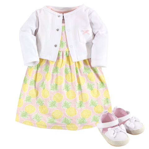 Cotton Dress, Cardigan and Shoe Set (Baby)