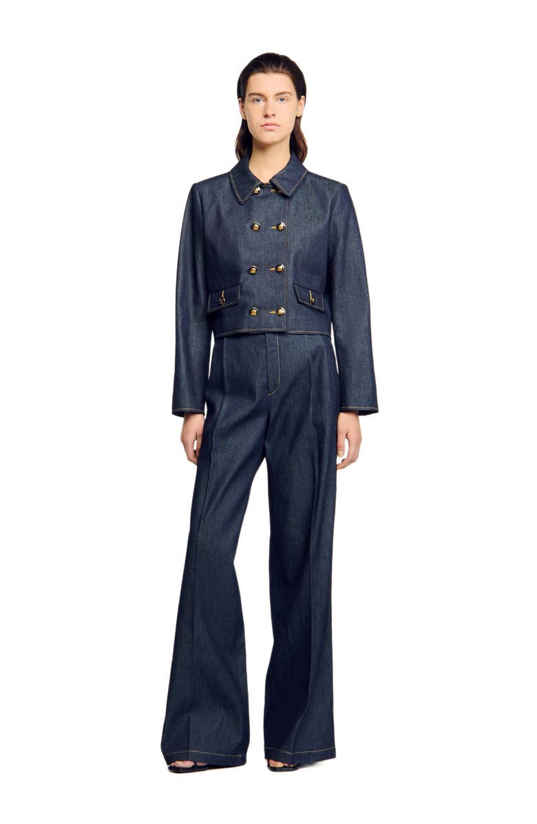 SANDRO Denim suit trousers, Alternate, color,