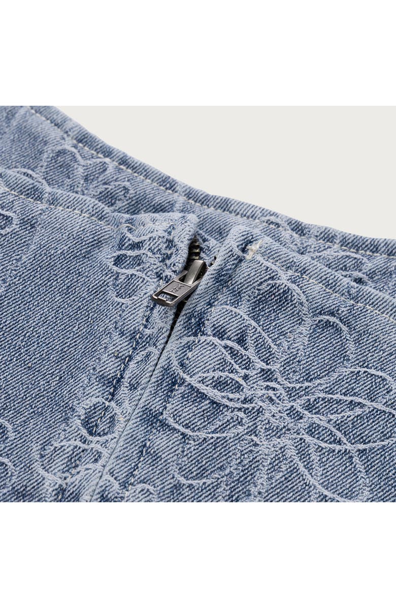 HONOR THE GIFT Embroidered Denim Corset, Alternate, color, Light Blue